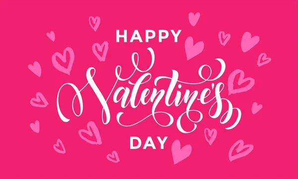 Feliz día de San Valentín corazón tarjeta de felicitación caligrafía — Archivo Imágenes Vectoriales