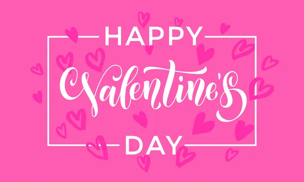 Valentines day hart patroon wenskaart kalligrafie — Stockvector