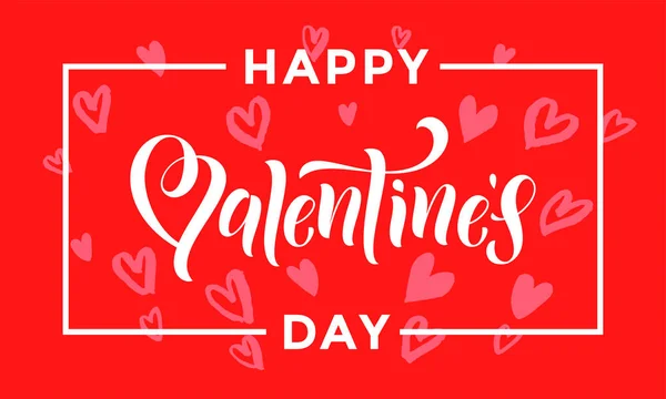 Valentin nap szív mintás üdvözlőlap kalligráfia — Stock Vector
