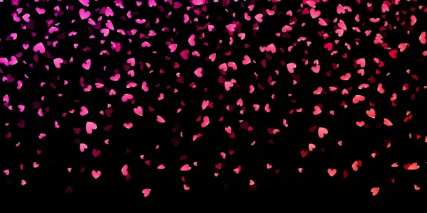 Día de San Valentín corazones rosa pétalos caída vector fondo — Archivo Imágenes Vectoriales