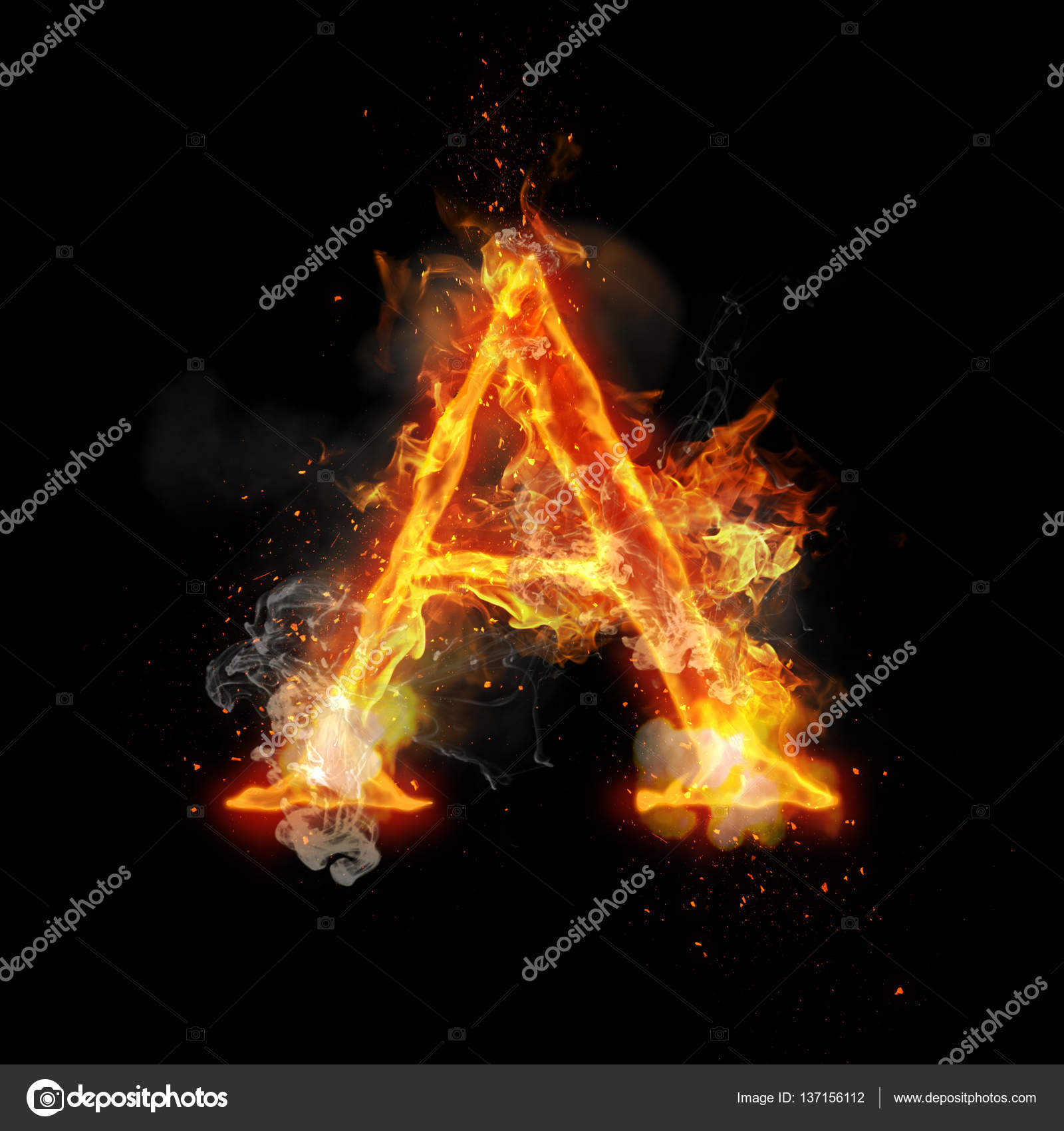 Fire letter A of burning flame light — Stock Photo © ronedale 