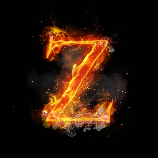 Alev ışık yanan harf Z yangın — Stok fotoğraf