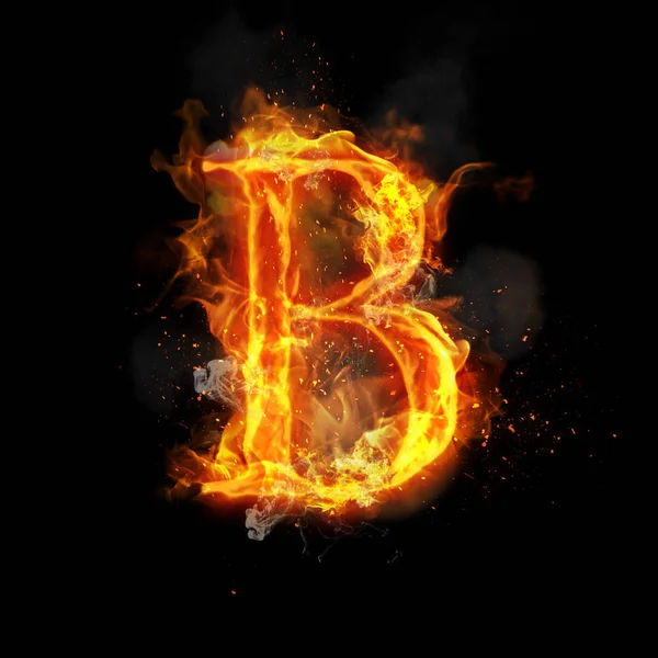 Fire letter B of burning flame light — Stock Photo, Image