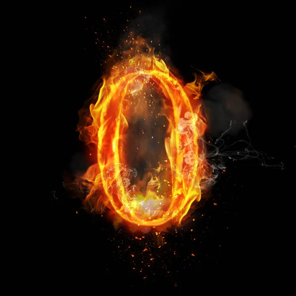 Огонь номер 0 ноль горящего пламени — стоковое фото