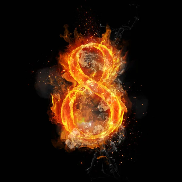 番号 8 を火の燃える炎 8 — ストック写真
