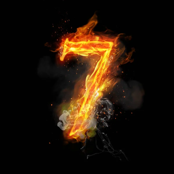 Ogień numer 7 siedmiu spalania płomienia — Zdjęcie stockowe