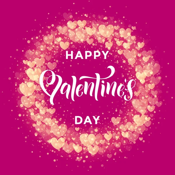 Feliz día de San Valentín patrón corazones de oro tarjeta de felicitación — Archivo Imágenes Vectoriales