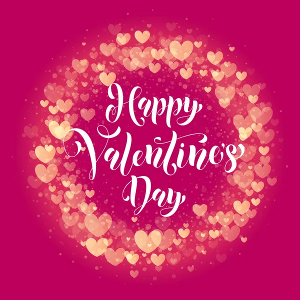 Feliz Dia dos Namorados corações dourados padrão cartão de saudação — Vetor de Stock