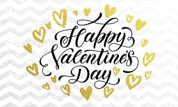 Valentine den zlato milují srdce glitter blahopřání — Stockový vektor