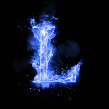 Fire letter L of burning flame light clipart
