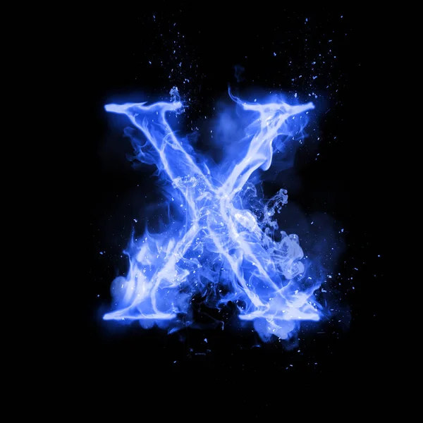 Tűz az égő láng fény X betűt — Stock Fotó