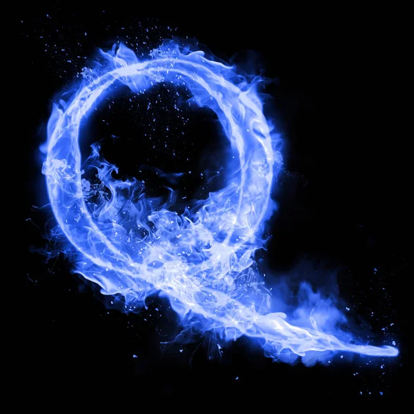 Fire letter Q of burning flame light — Stock Photo, Image