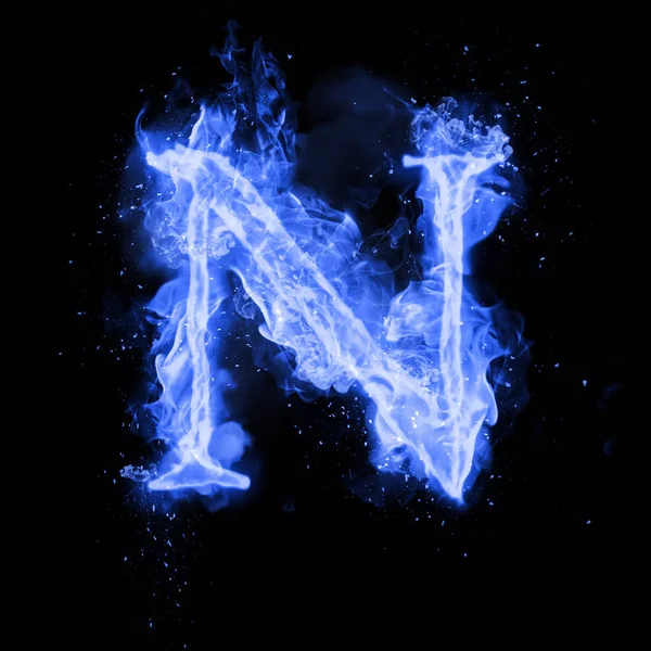 Fire letter N of burning flame light — Stock Photo, Image