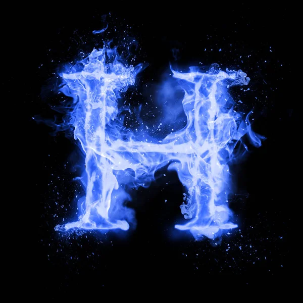 Огненная буква H горящего огня — стоковое фото