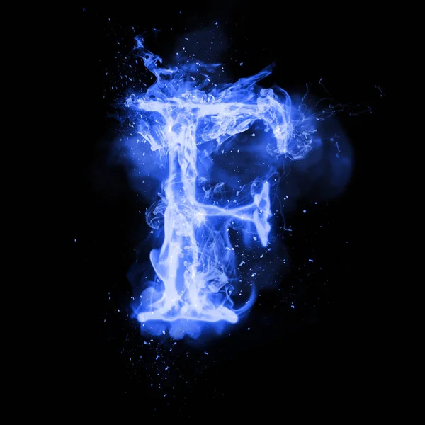 Fire letter F of burning flame light — Stock Photo, Image