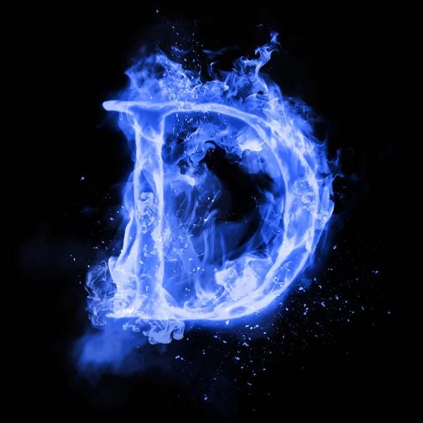 Fire letter D of burning flame light — Stock Photo, Image