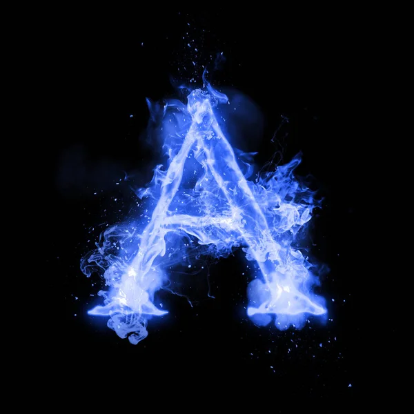 Fire letter A of burning flame light — Stock Photo, Image