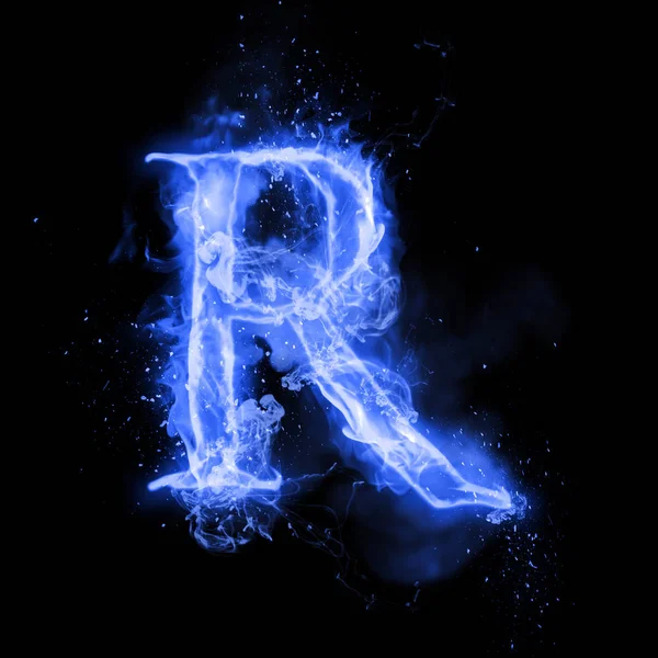 Fire letter R of burning flame light Stock Picture