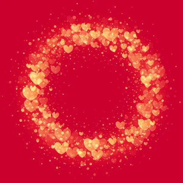 Herzen valentine kranz gold glitter muster hintergrund — Stockvektor