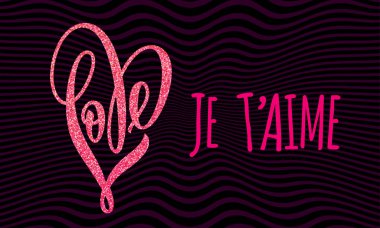 Sevgiliye altın kalp glitter desen kartı seviyorum