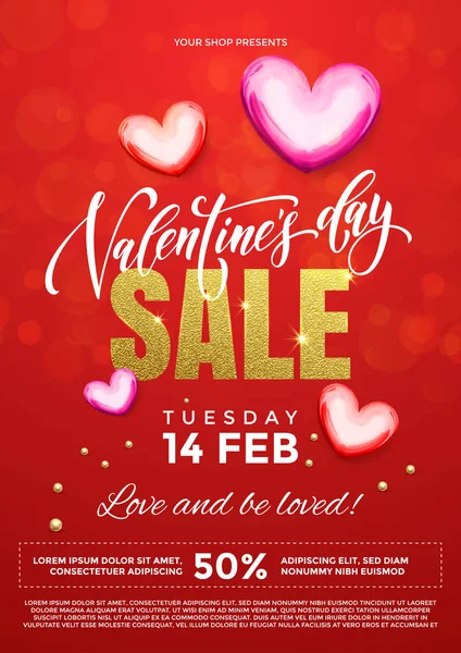 Valentine prodej srdce vektor plakát — Stockový vektor