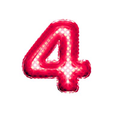 Balon sayısı 4 dört 3d altın folyo gerçekçi alfabesi