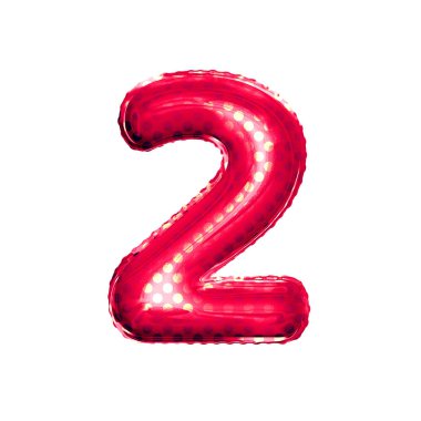 Balon 2 numaralı iki 3d altın folyo gerçekçi alfabesi