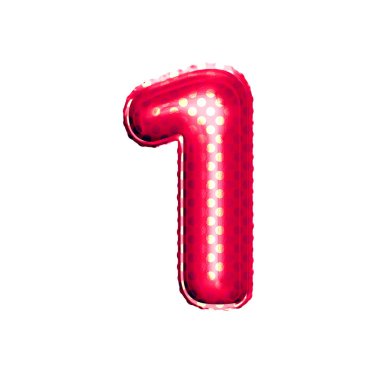 Balon 1 numaralı bir 3d altın folyo gerçekçi alfabesi