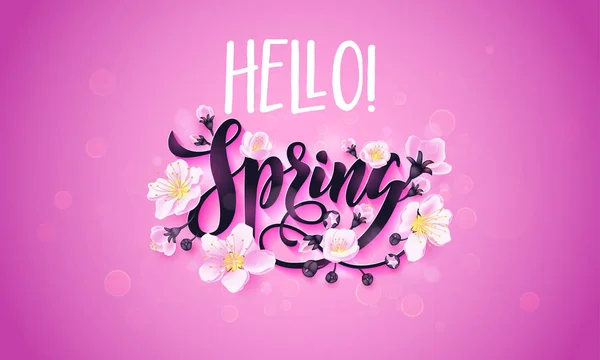 Hello spring flower belossom vector poster — стоковый вектор