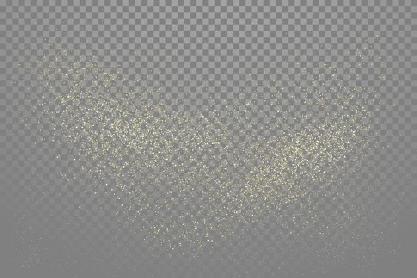 Parlak altın glitter parçacıklar efekti, altın ışıltılı alan yıldız tozu — Stok Vektör