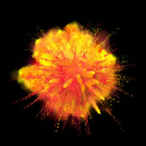 Kleur poeder explosie verf op zwarte achtergrond — Stockfoto