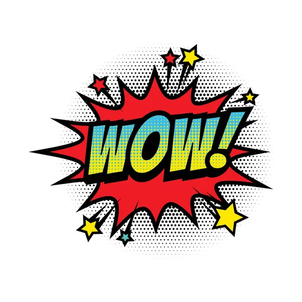 Wow comic text bubble vector isolated color icon — Stock Vector