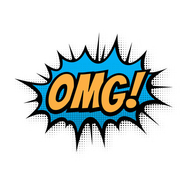 OMG comic text bubble vector isolated color icon