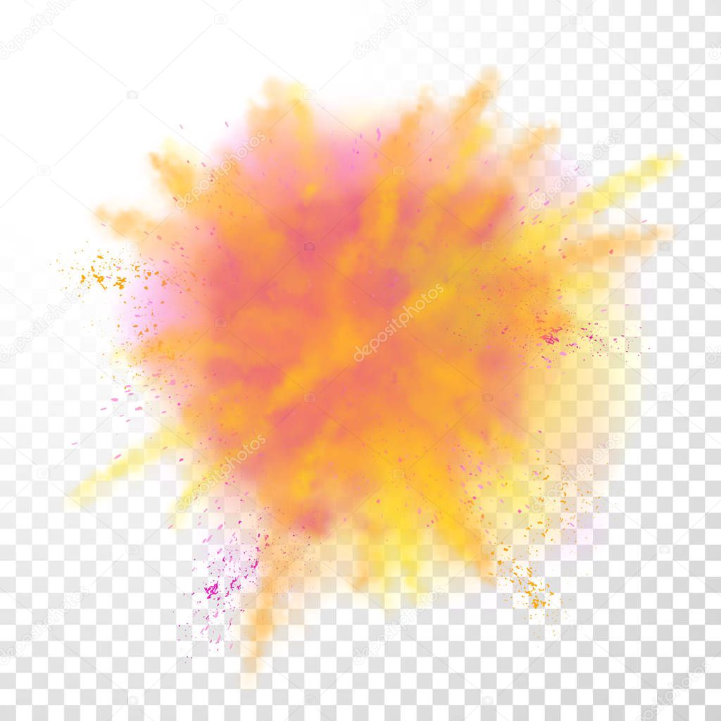 Paint powder color explosion on transparent background