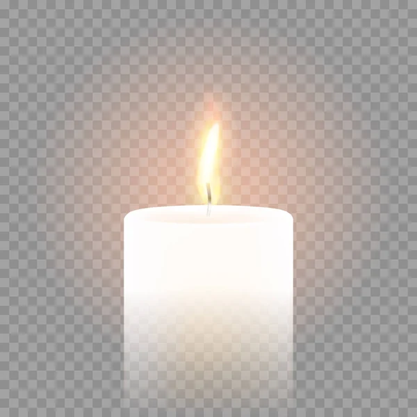 Candle flame burning 3D realistic vector transparent background — Stock Vector