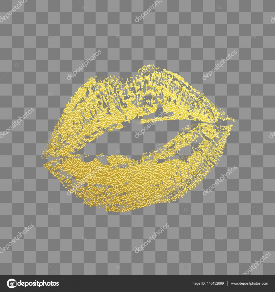 Beso de oro labios impresión vector