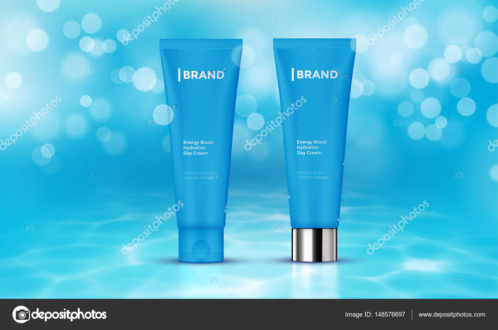 Cosmetic Blue Skincare Cleansing Set Ads Stock Vector (Royalty