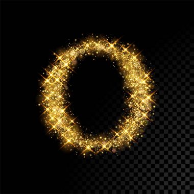 Siyah zemin üzerine altın ışıltılı harf O