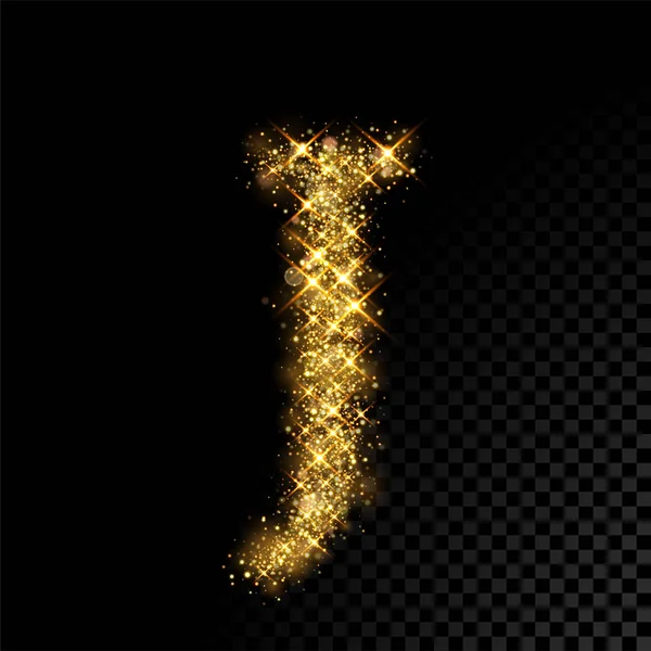 Ouro brilhante letra J no fundo preto — Vetor de Stock
