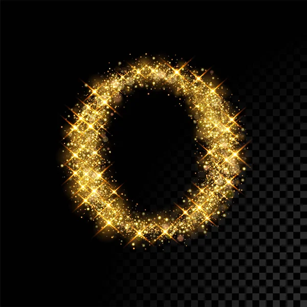 stock vector Gold glittering letter O on black background
