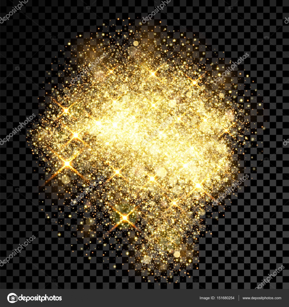 Gold glitter spray effect of sparkling particles on vector