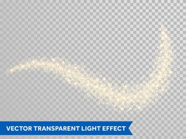 Gold glitter spray wave of sparkling particles on vector transparent background clipart