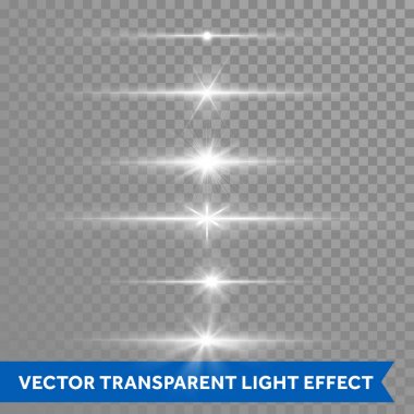 Işık parlaklık efekti veya starlight lens flare vektör simgeleri şeffaf arka plan izole