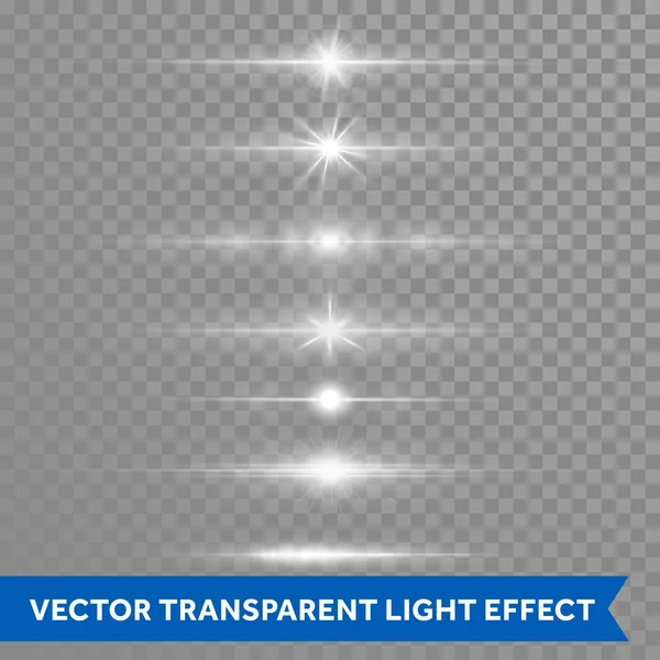 Efeito de luz ou brilho estrela lente flare vetor isolado ícones fundo transparente —  Vetores de Stock