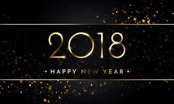 Vector 2018 Año Nuevo Fondo negro con textura de salpicadura de confeti de brillo dorado . — Vector de stock