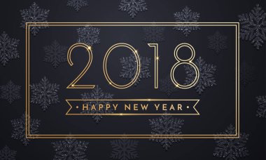 2018 happy New Year vektör arka plan ile altın ve gümüş glitter numaraları.