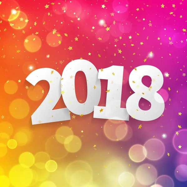 2018 happy New Year achtergrondstructuur met glitter vuurwerk. Vector goud glinsterende tekst en getallen. — Stockvector