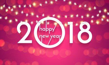 Altın glitter 2018 Happy New Year metni siyah parlak desen konfeti arka plan