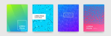 Degrade renk desen doku kitap kapak şablonu vektör kümesi için