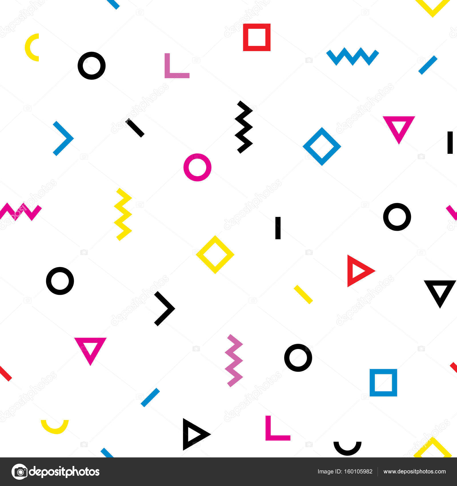 Abstract Hipster Geometric Art Pop Style Seamless Vector Pattern